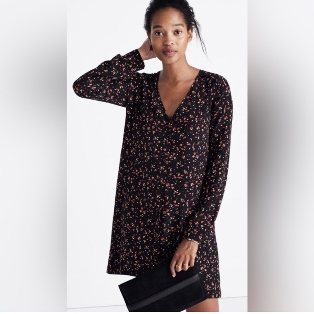 Madewell et Sezane silk button front dress XXS